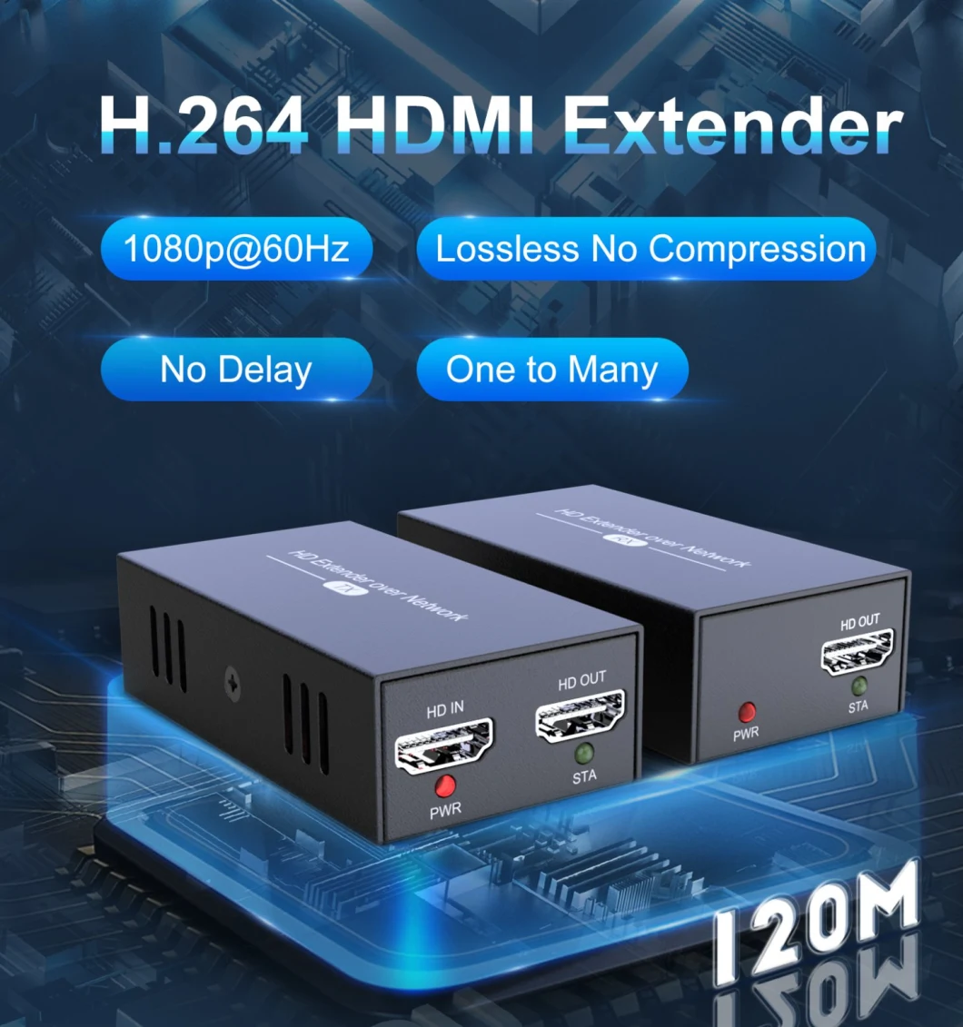 OEM ODM 120m HDMI Transmitter CAT6 Support One to Many No Delay No Compression 1080P 60Hz HDMI Extender