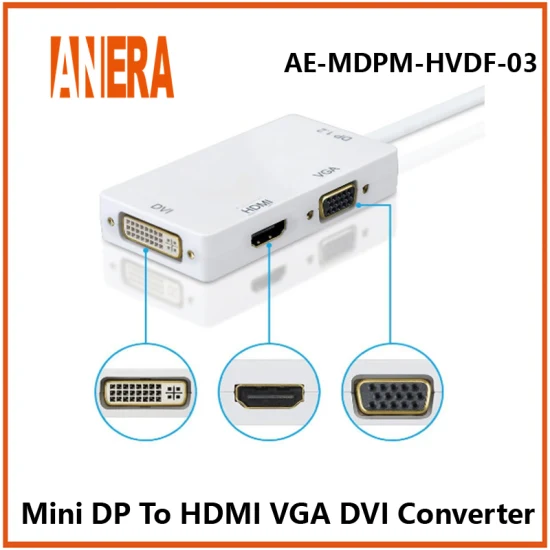 Anera Venta caliente Mini Dp Display a HDMI VGA DVI Video Converter Adapter Cable