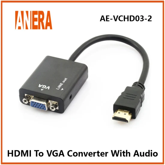 Anera Amazon Venta caliente HDMI Video Converter HDMI Macho a VGA Cable adaptador hembra con audio