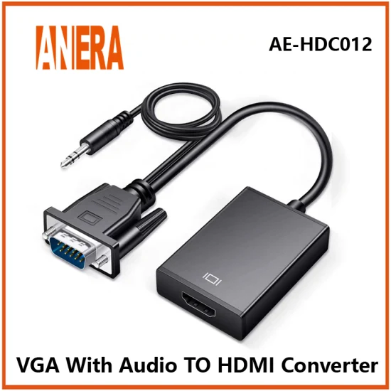 Anera Venta caliente VGA a HDMI Convertidor Video AV Convertidor Adaptador Cable con audio